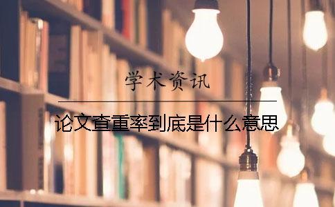 論文查重率到底是什么意思？